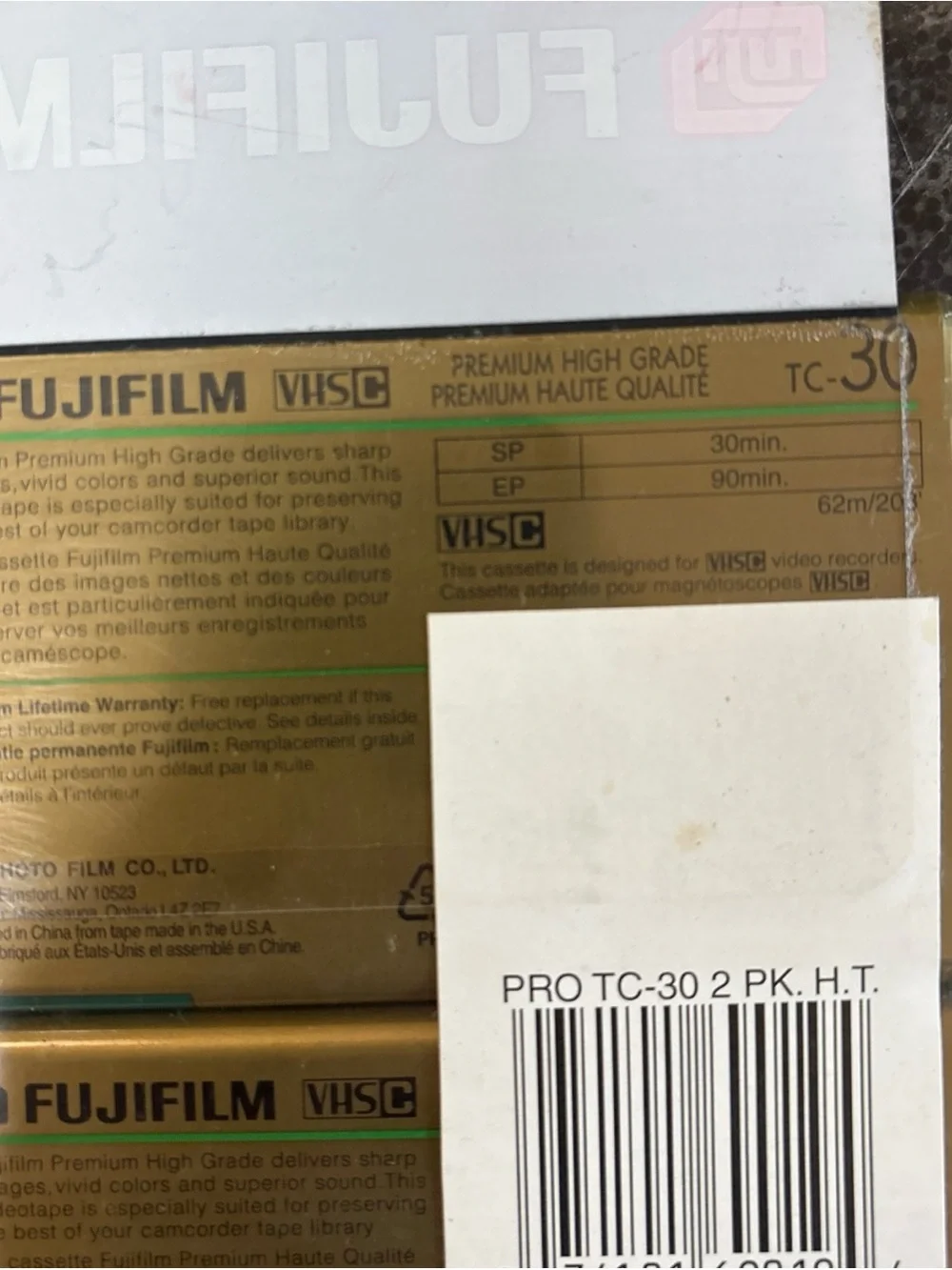 Vintage Fujifilm Pro VHS-C Tapes 30 Min 2 Pack New Sealed